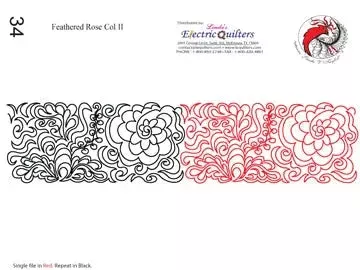 034 Feathered Rose Col Ii Pantograph by Linda V. Taylor