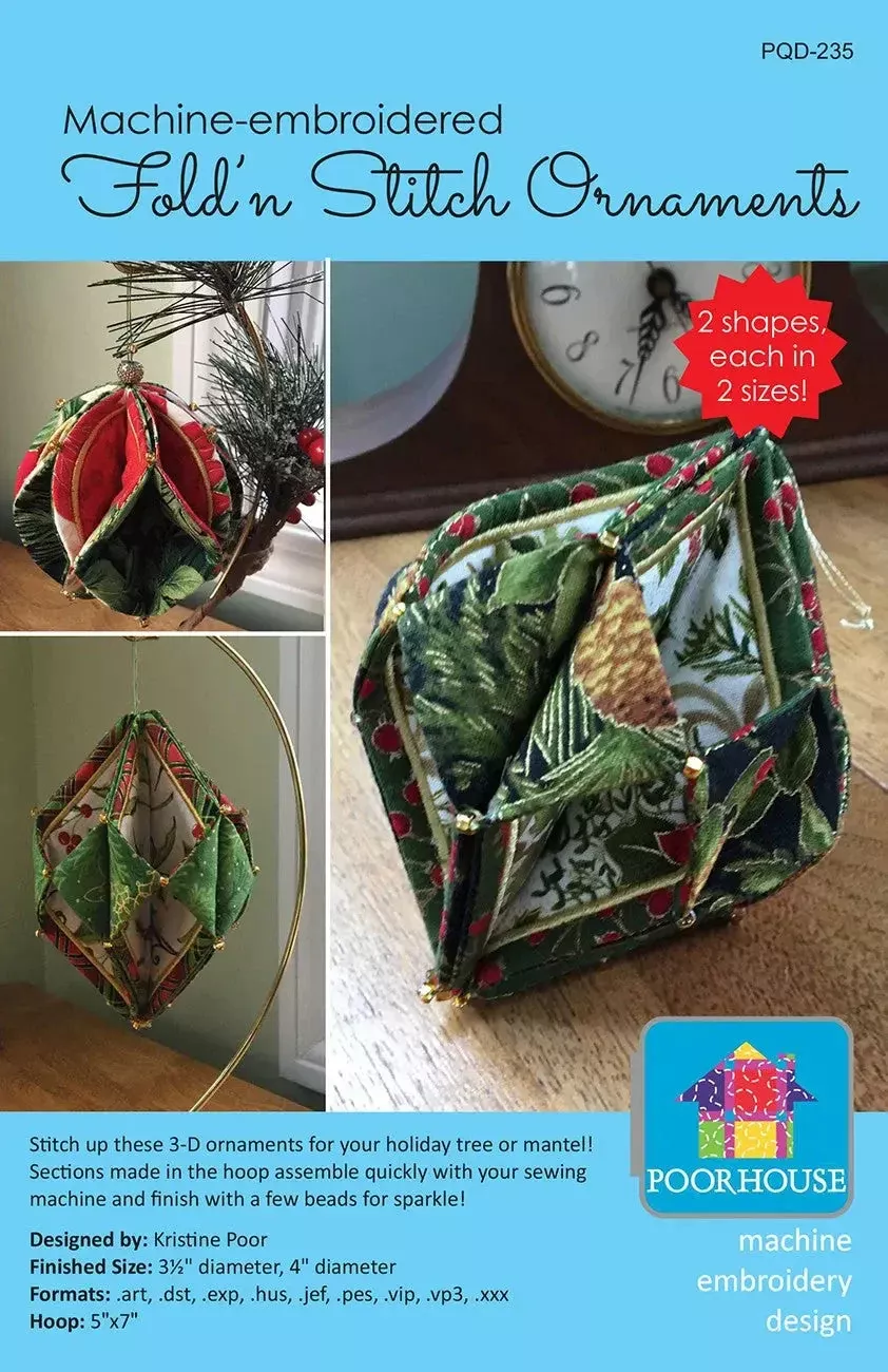 Machine Embroidery Fold'N Stitch Ornaments