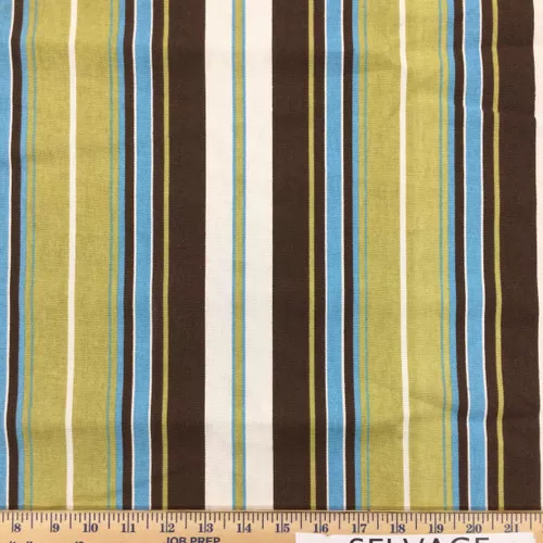 "Terrace" Premier Prints | Stripes in Blue / Green / Brown | Home Decor / Drapery Fabric | 54" Wide | By the Yard