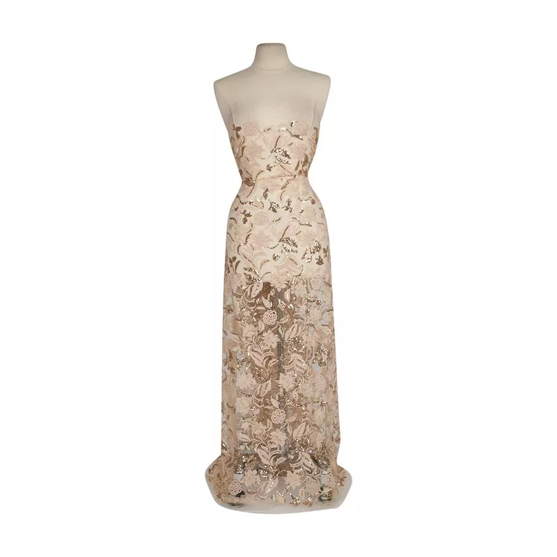 VIVIANA FLORAL EMBROIDERY ON LACE MESH | 26876