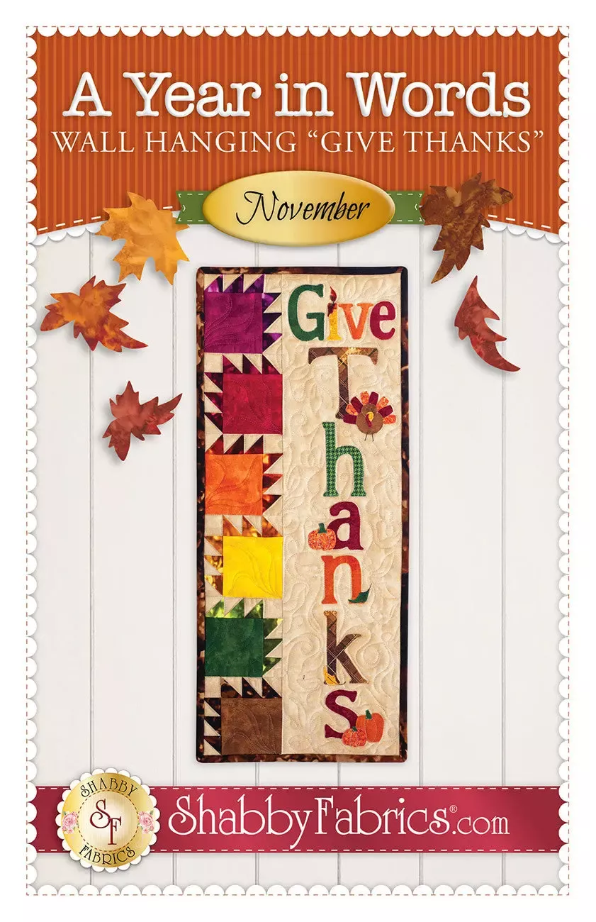 A Year in Words Wall Hanging Give Thanks November
