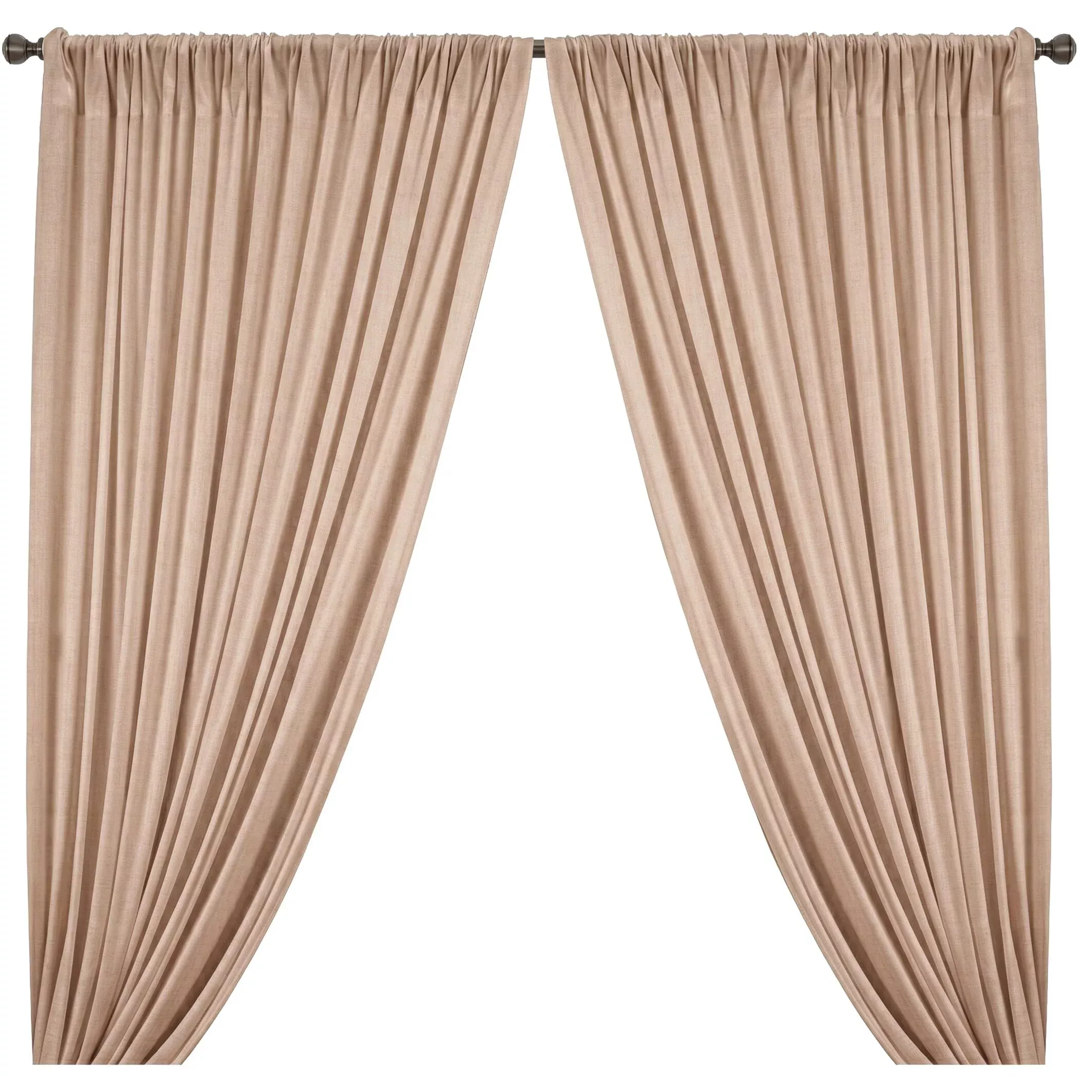 Yorkshire Natural Linen Rod Pocket Curtains - Sand