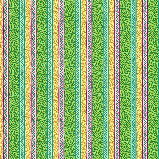 Ziggy Stripe Green Cheeto ’s World Cotton 44 ”/45 ” Fabric Per Yard