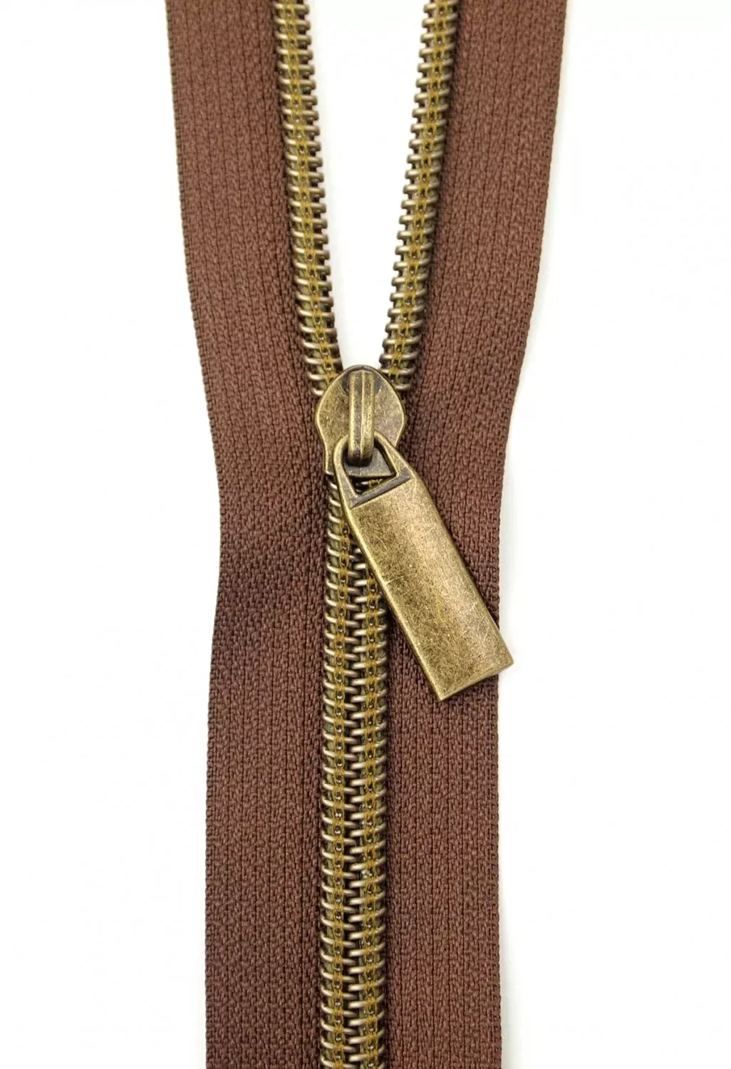 Zipper Set - BrownTape with Antique Coil and Pulls
