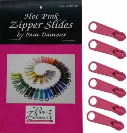 Zipper Slides 6 Large Tab; Hot Pink - ZIP-HP