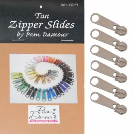 Zipper Slides 6 Large Tab; Tan - ZIP-T