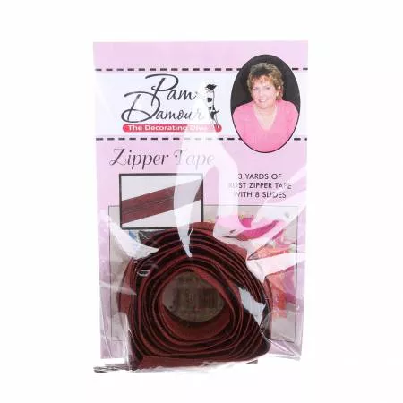 Zipper Tape Reversible Coil 3 yds w/ 8 Slides Rust